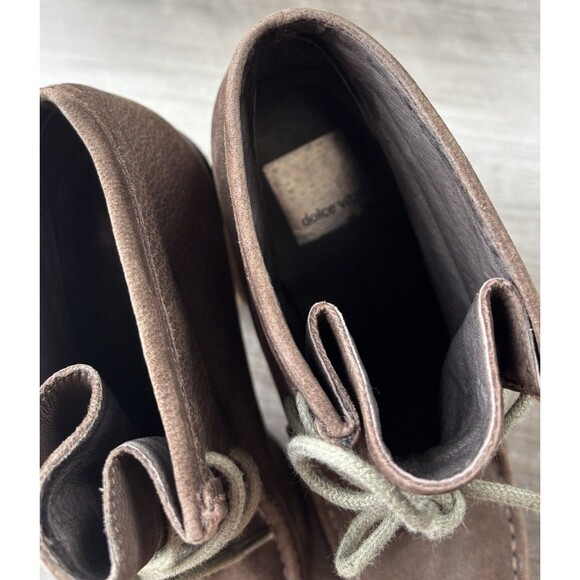 Dolce Vita Brown Suede Stacked Heel Booties Size 7 Heeled Boots Boho Moc Toe - Picture 6 of 8